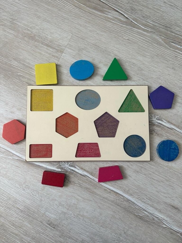 Ahşap Renkli Geometrik Şekil Puzzle - 2