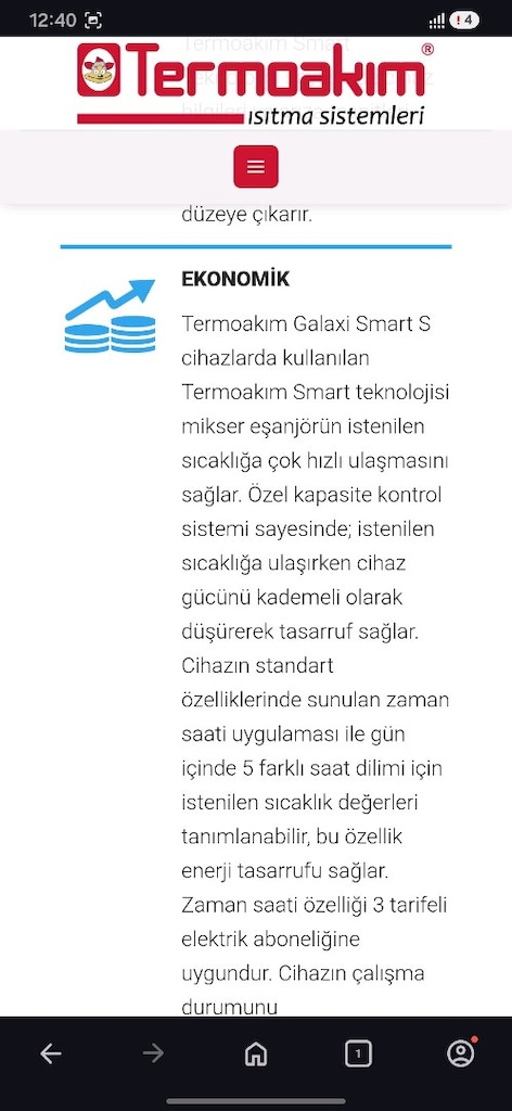Termoakım Galaxi Smart S 24 kW Elektrikli Kombi - 6