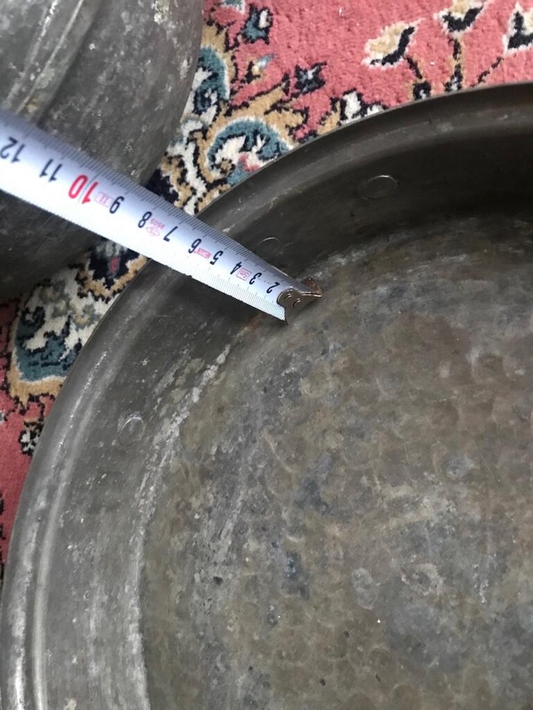 4 adet antika bakır tencere ve tepsi - 4