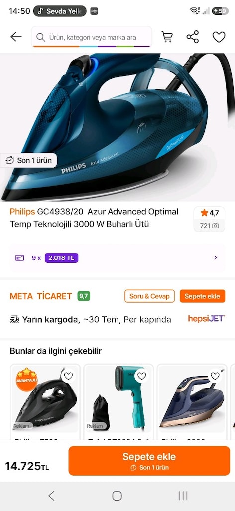 Philips GC4938/20 Azur Advanced yakmayan akıllı ütü - 6