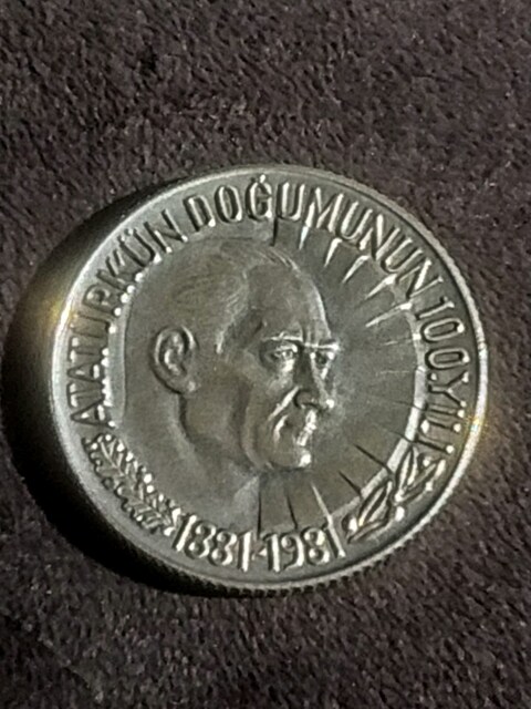 gümüş bir lira nadir ATATÜRK'ÜN DOGUMUN 100 YILI