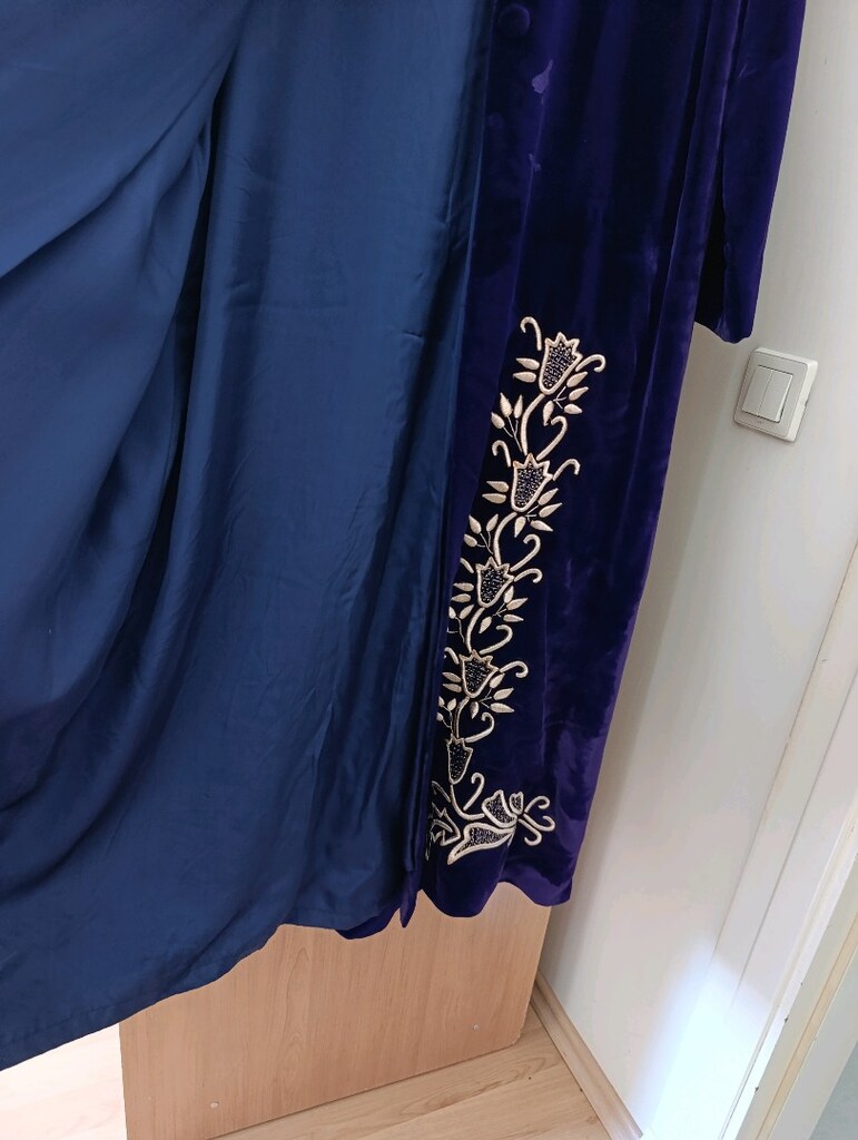 mor ipek kadife, elişi sırma sabahlık - 8