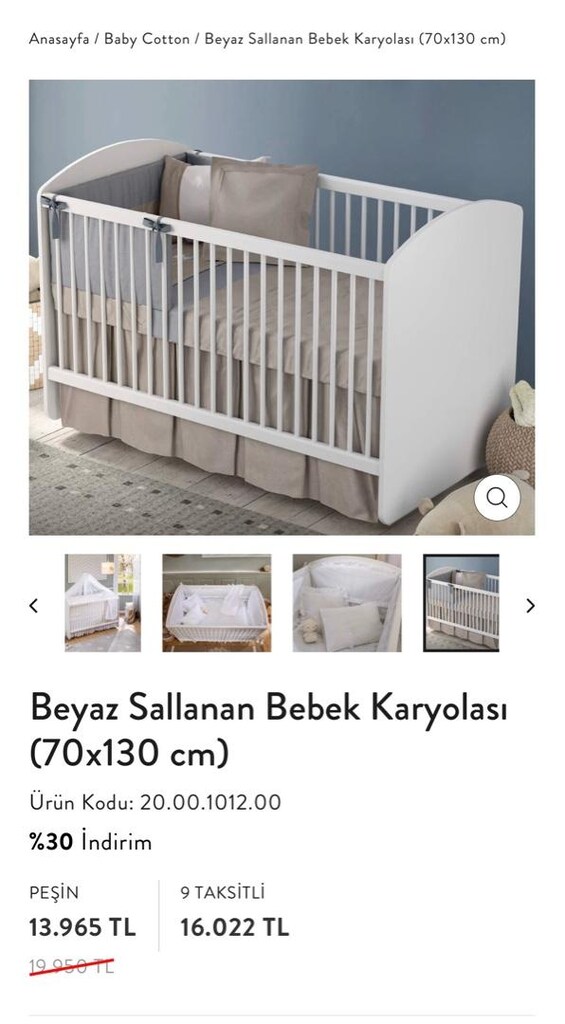 çilek mobilya sallanan bebek karyolası (70x130cm) - 4