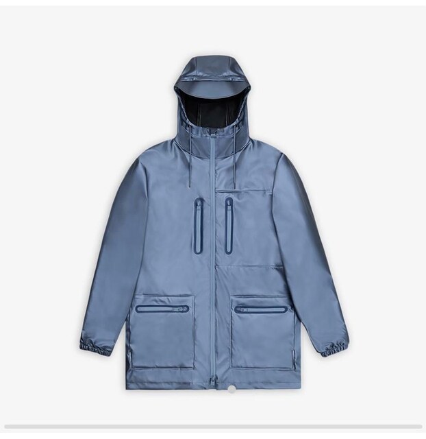 RAINS Cargo Long W3 Unisex Mavi Yağmurluk – M Beden – Sıfır