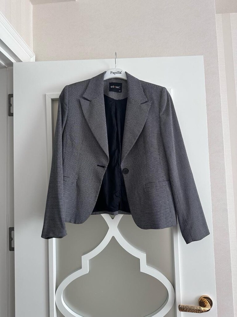 Şık Gri Tek Düğmeli Blazer Ceket - 3