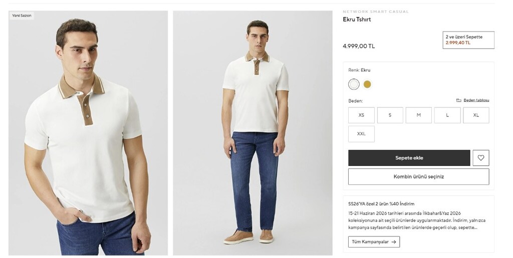 NETWORK KIRIK BEYAZ POLO TSHIRT - 2