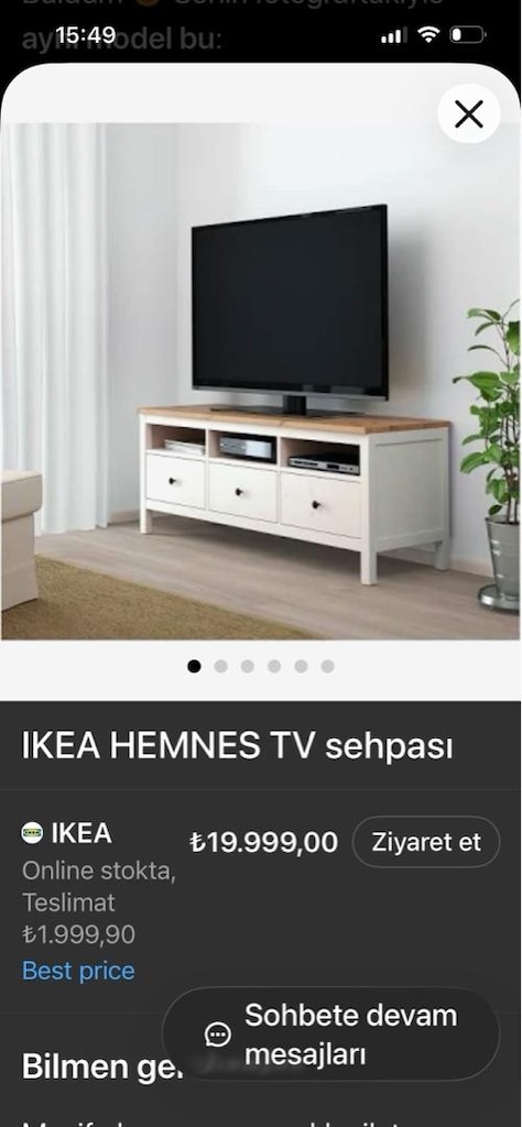 IKEA HEMNES Masif Ahşap TV Sehpası 148×47×57 - 2