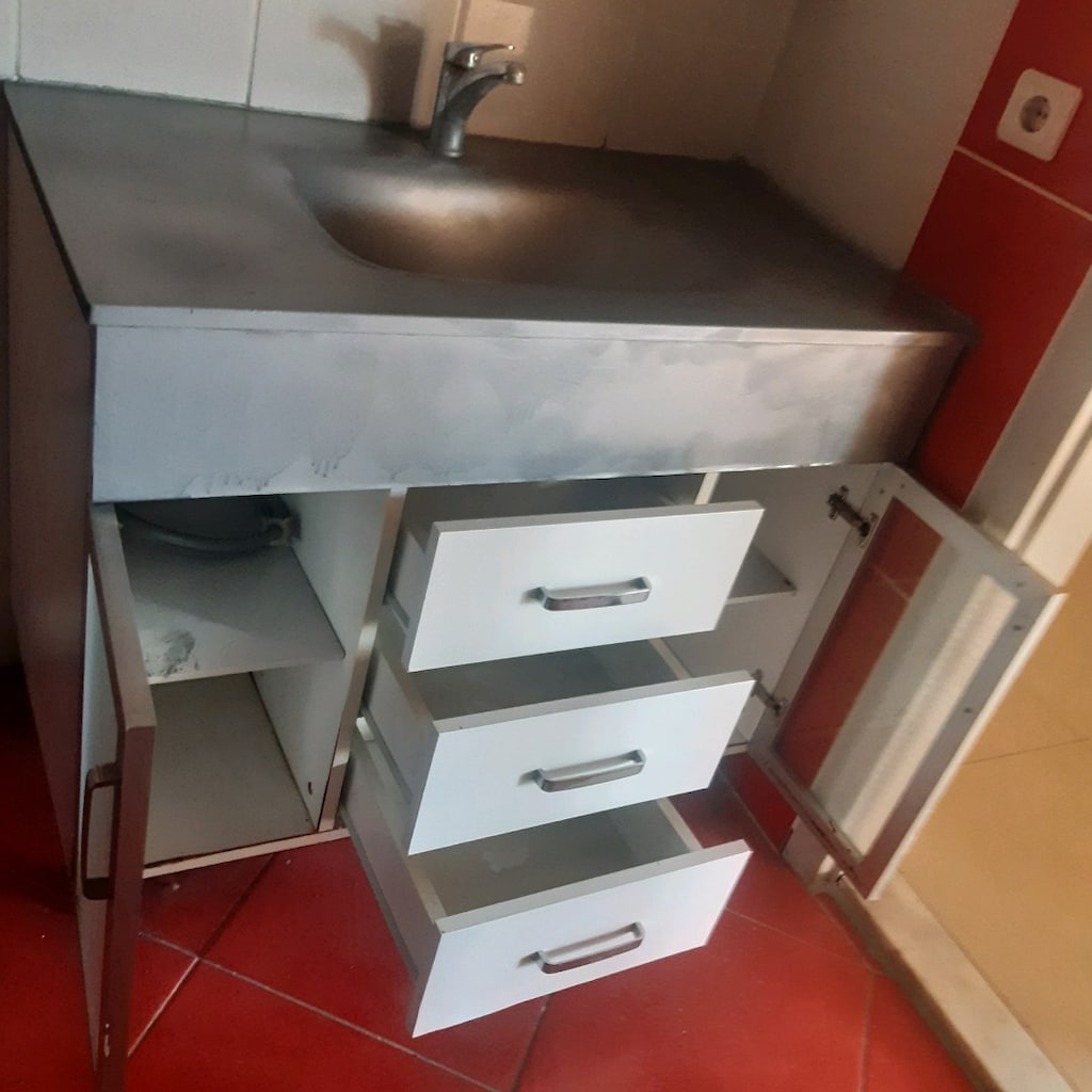 100x55x84cm alt dolap ve 62×100×9 cm aynali ust Banyo lavabo dolabi - 4