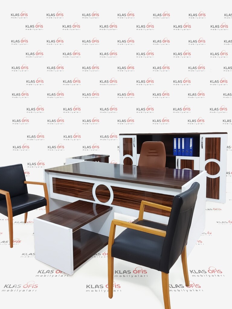 KLAS OFİS ÜSKÜDAR 200x90 CEVİZ MAKAM TAKIMI SETİ İKİNCİ EL - 3