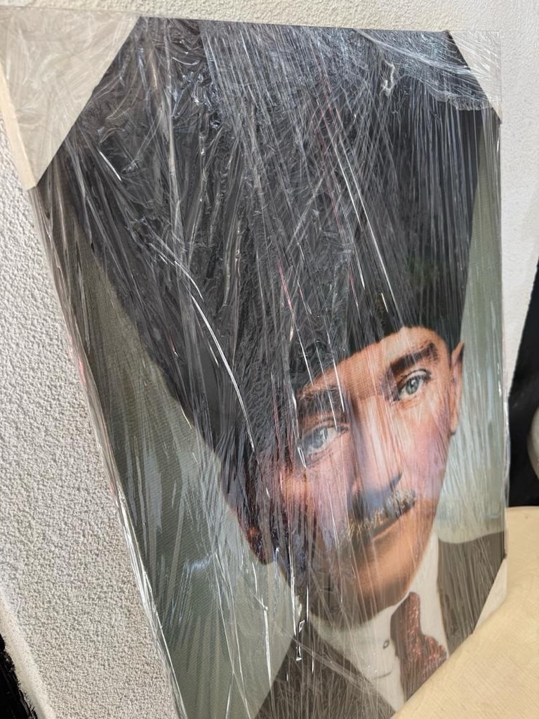 SIFIR Jelatinli Atatürk Kanvas Tablo (90x60 cm) - Kalpaklı Portre - 2