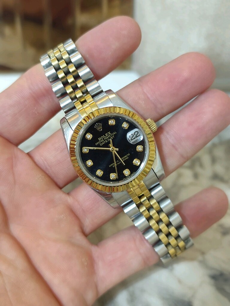 Rolex Datejust Siyah Pırlanta Kadran Kadın Saat