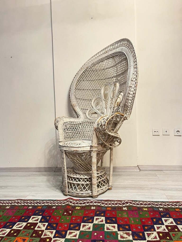 Vintage Emmanuelle Peacock Hasır Koltuk - 11