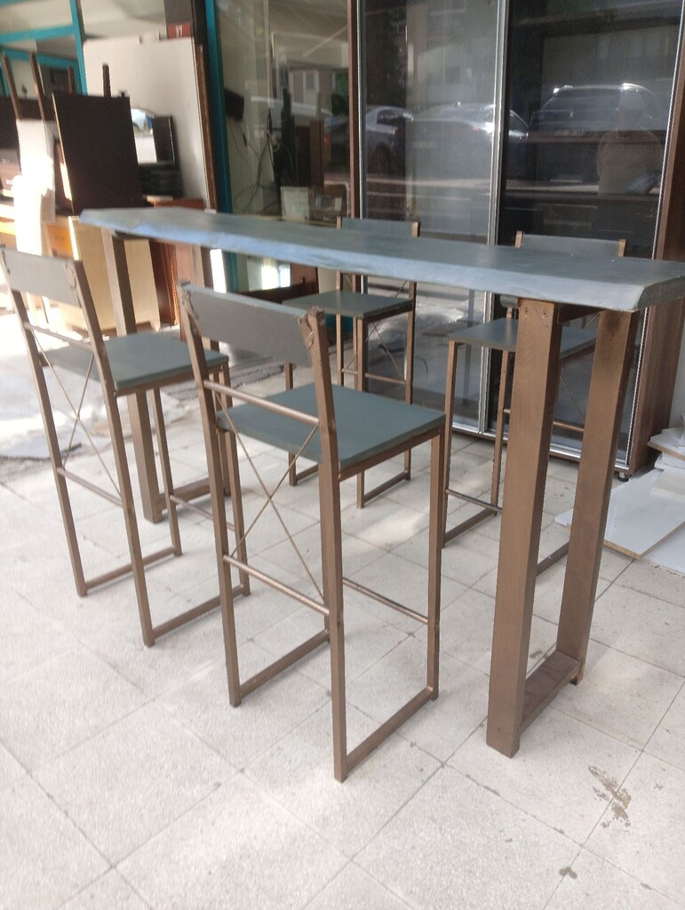 MODERN CAFE BİSTRO TARZI YÜKSEK MASA SETİ - 8