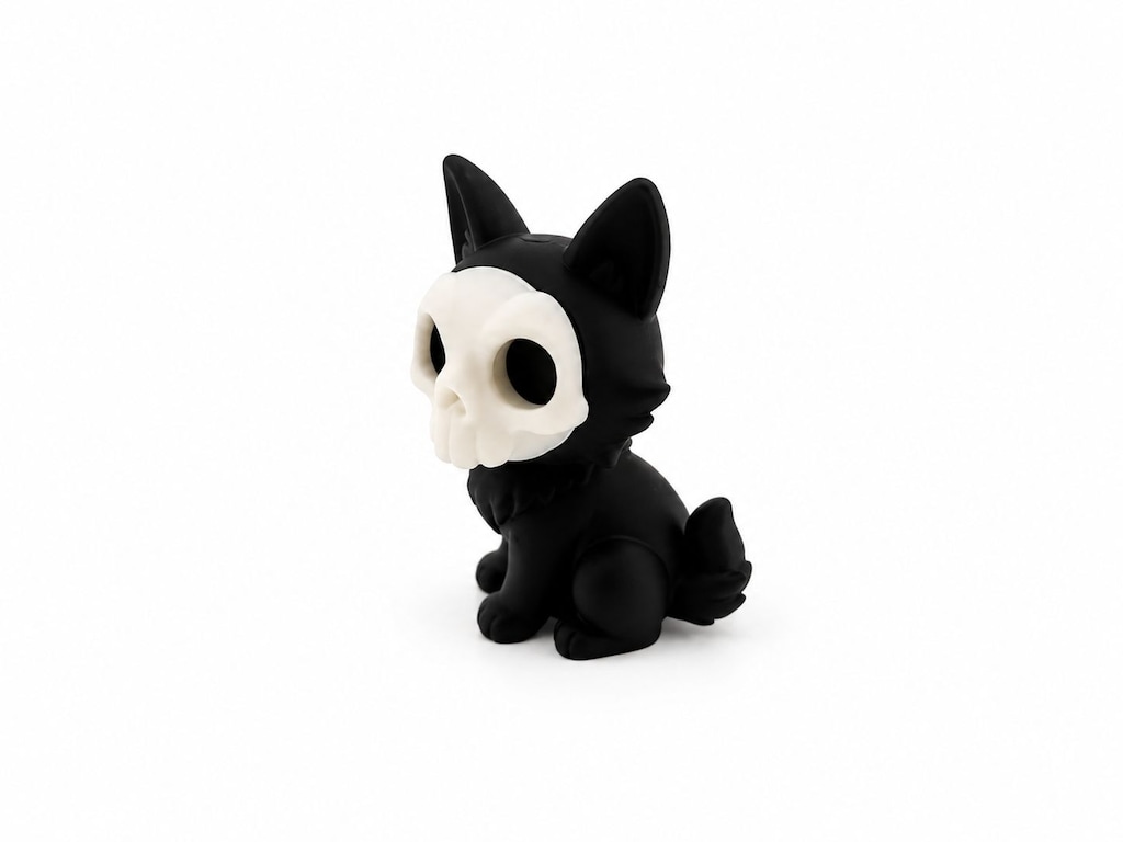 Yapı3D Sevimli Kafatası Maskeli Kedi Figürü Dekoratif Mini - 3