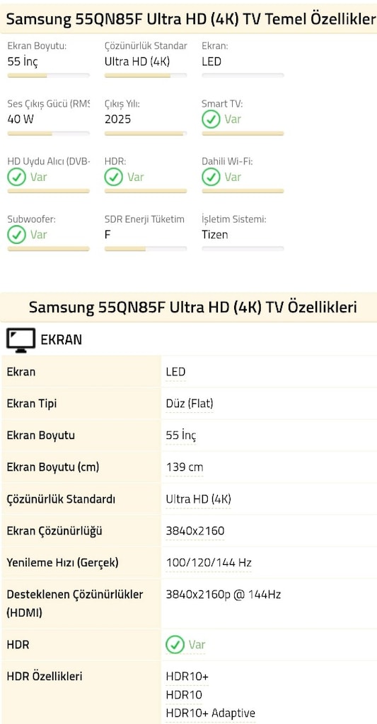 SAMSUNG QE55QN85A 140 EKRAN NEO QLED 4K SMART TV - 7