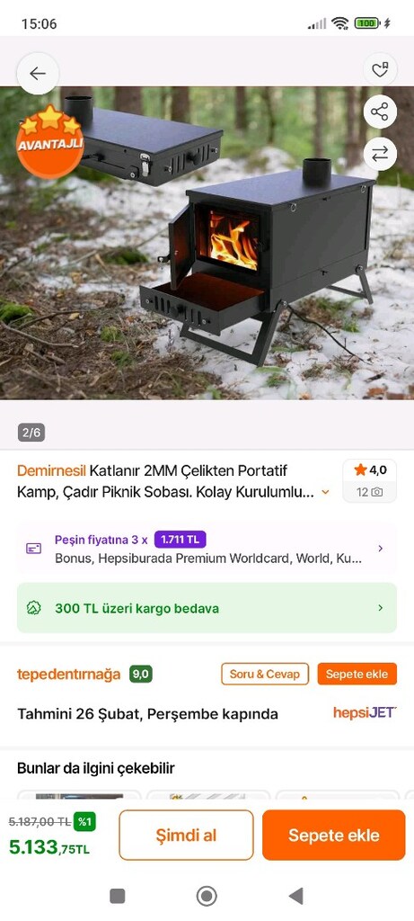 sıfır şişme çadır kamp sobası 2 adet uyku tulumu ve çadır branda - 8