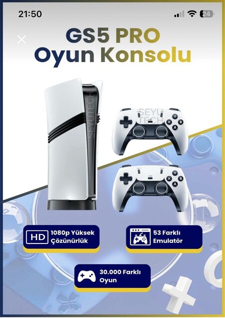 GS5 Pro Kablosuz Çift Kol Oyun Konsolu 4k