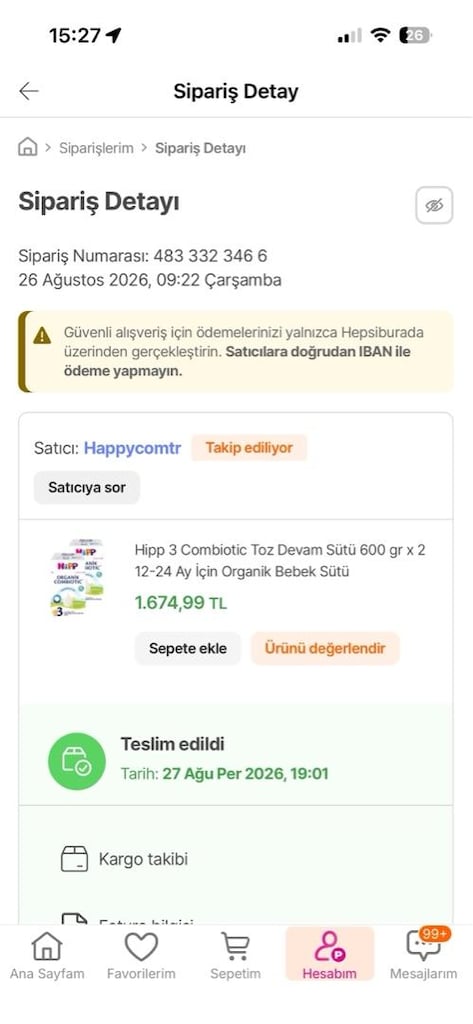 HİPP ORGANİC COMBİOTİC 3 Mama 600gr x2 - 2