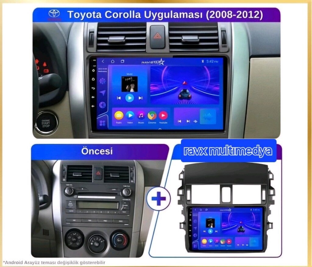 RAVX MULTİMEDYA ŞOOK TOYOTA COROLLA CARPLAY KAMERA HEDİYE 4GB REM TEYP - 5