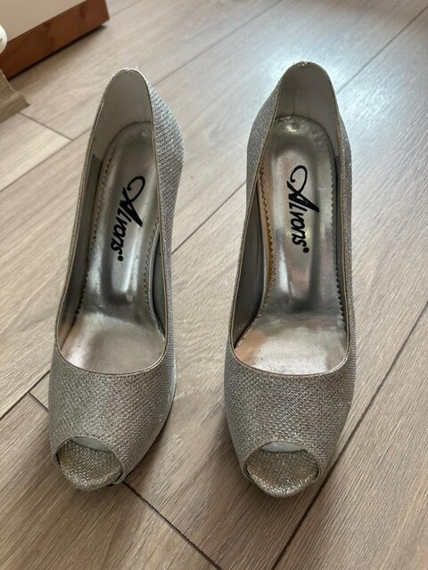 Lame renk simli 37 numara stiletto ayakkabı