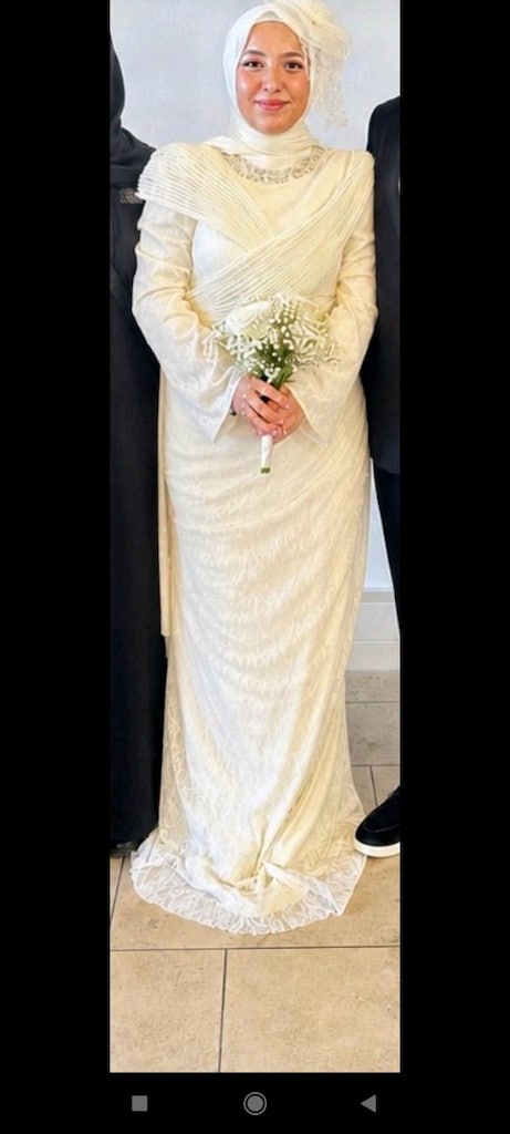 nikah elbisesi şapka şal dahil tesettür abiye - 5