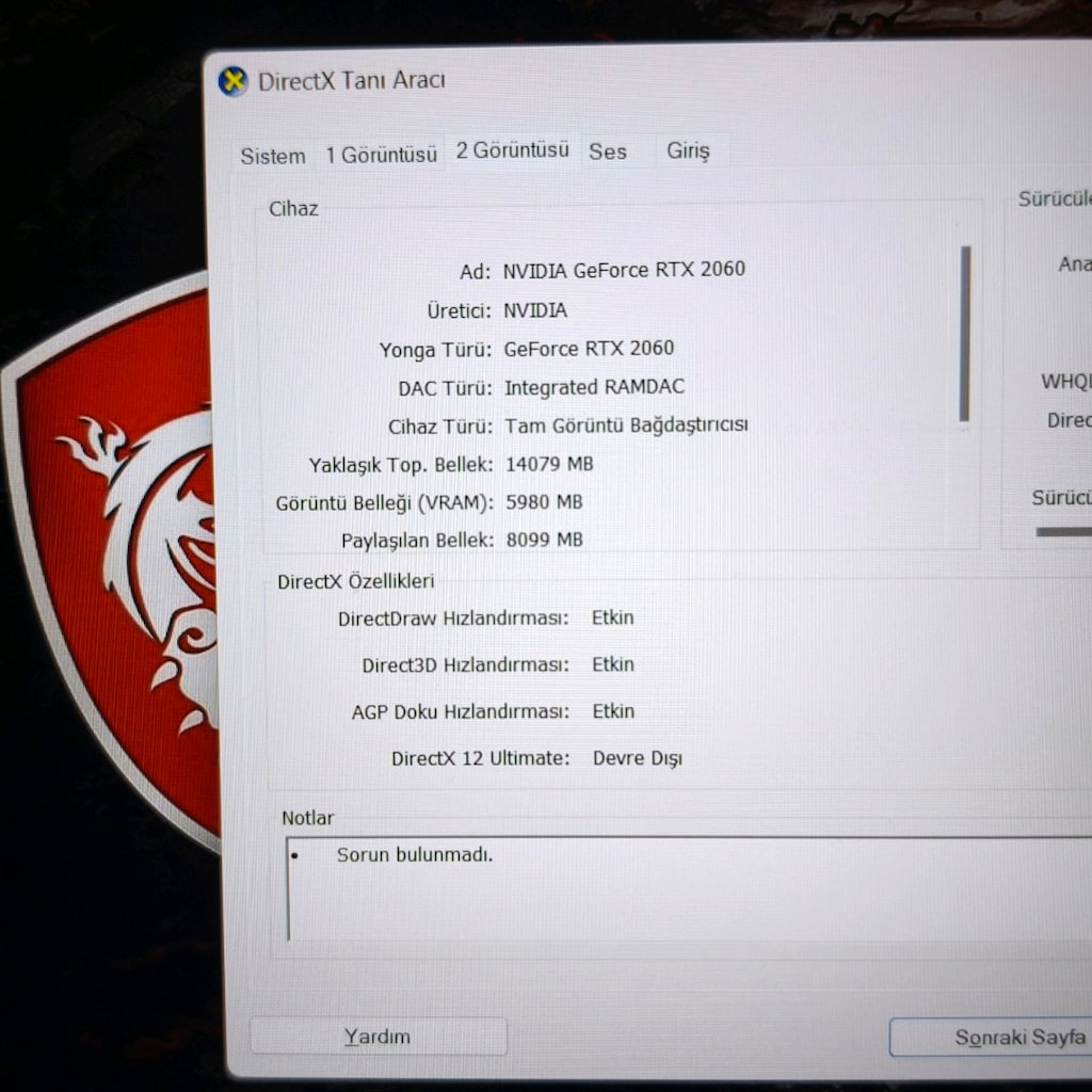 MSI / 6 GB RTX2060 / 16 RAM / 500 SSD / 120 HZ / İ7 İŞLEMCİ / GAMİNG - 12