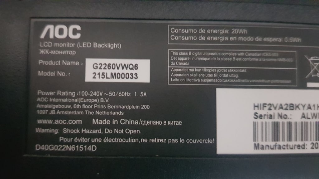 LCD Ekran Arızalı AOC Monitör-21,5 inç-G2260VWQ6 model - 10