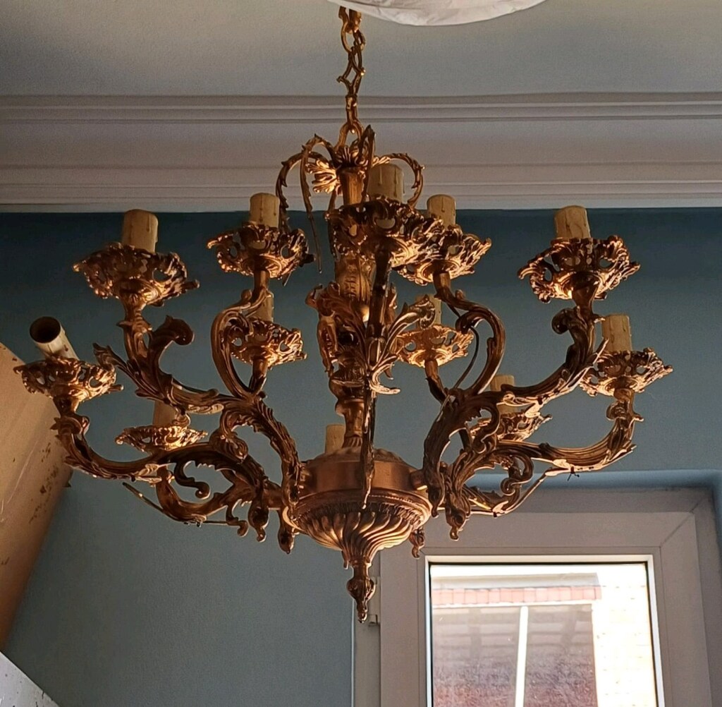 ANTIKA PİRİNÇ AVIZÉ 12 KOLLU ÇAP 80 cm - 7