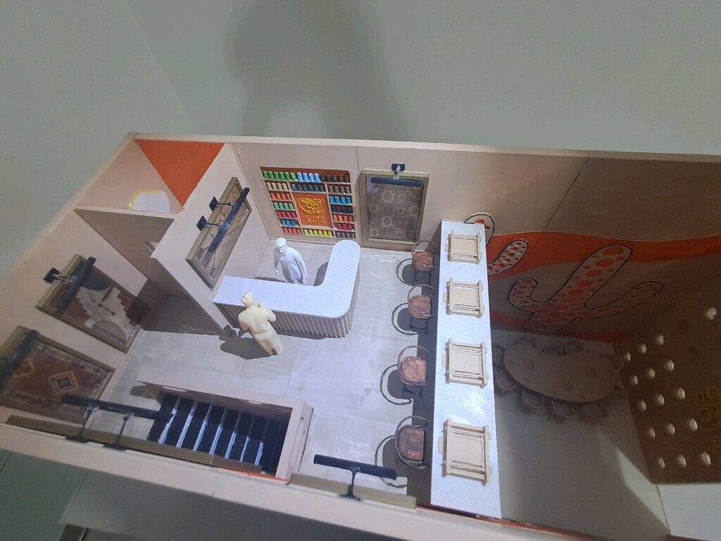 Meksika Konseptli Kafe Mimari Maketi (1/20) Profesyonel El Yapımı - 10