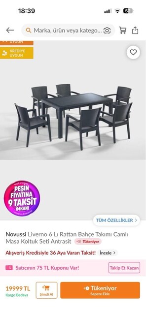 novussi marka balkon bahçe takımı