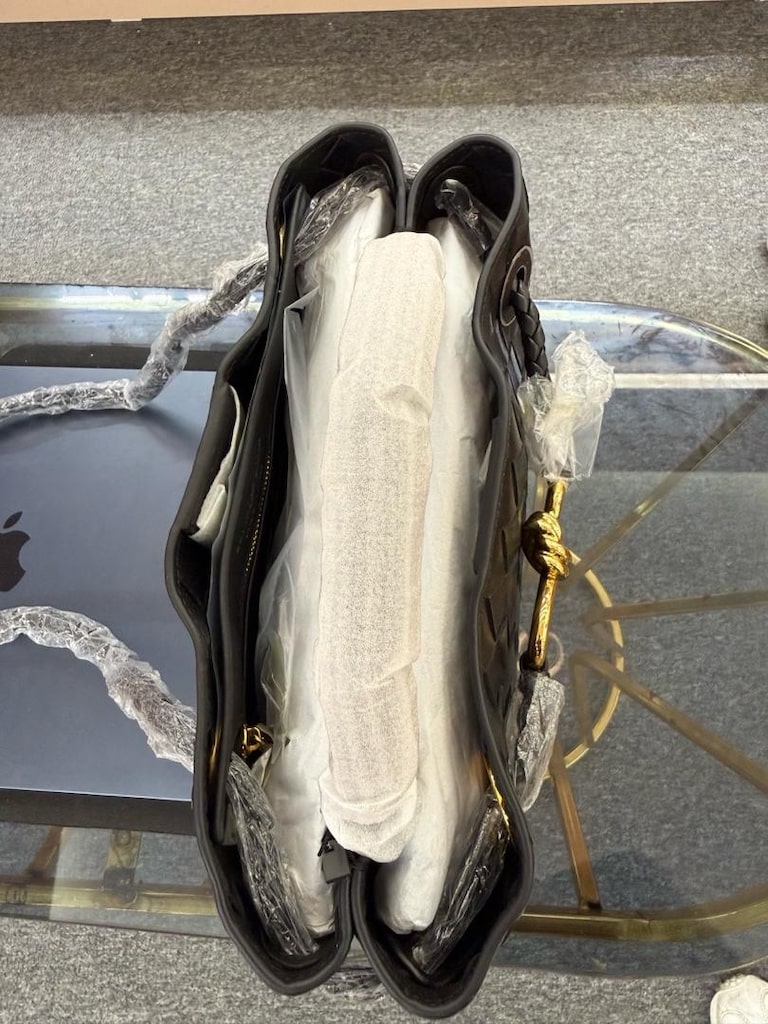 Bottega Veneta Siyah Örgü Deri Andiamo - 7