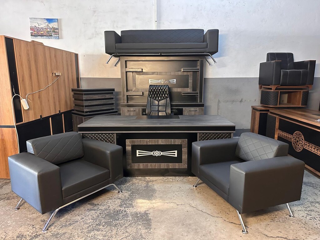 NET OFİS MOBİLYALARI İMALAT BLACK MAKAM TAKIMI 10PARÇA ŞOK FİYAT - 4