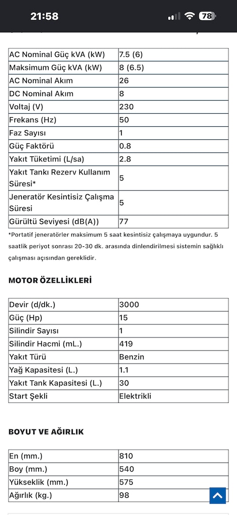 Aksa AAP 8000E benzinli jeneratör - 6