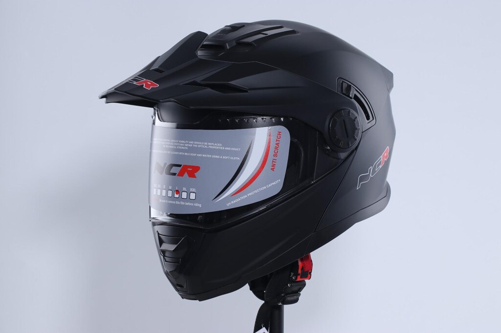 NCR X-Cross ÇENE AÇILIR VİZÖRLÜ KASK 165MD ECE BELGELİ MAT SİYAH - 5