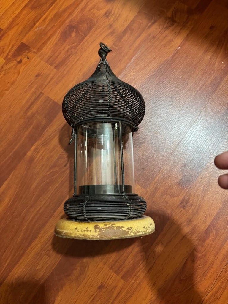 Vintage El Yapımı Metal Tel Örgü Dekoratif Fener / Mumluk 36 cm - 12