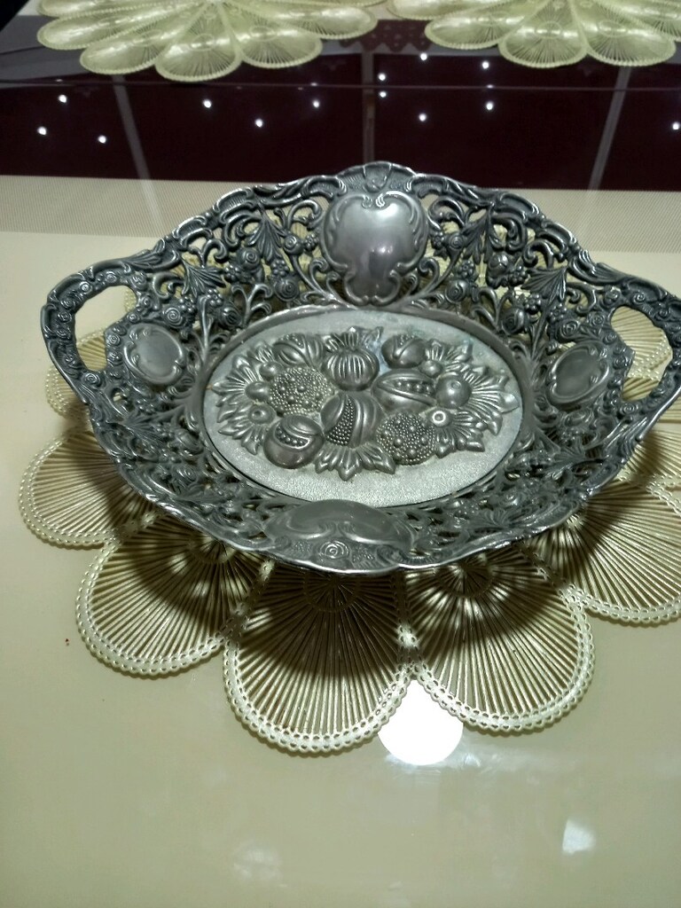 Alman gümüşü kabartmalı meyve tabağı - 5
