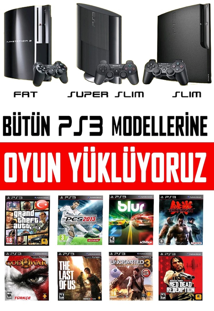 PS3 OYUN Ps3 Oyun Ps3 oyun yükleme Gta5 Pes13 Blur Tekken Godofwar Pes