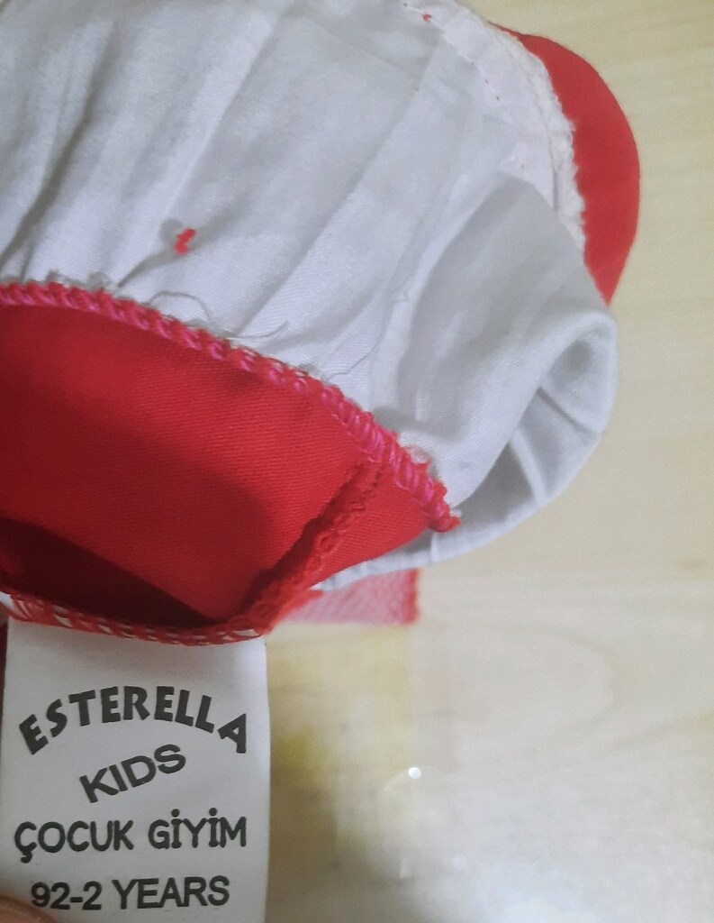 Esterella Kids Kırmızı-Beyaz Fırfırlı Elbise Etiketli (1-2 Yaş /92 cm) - 3