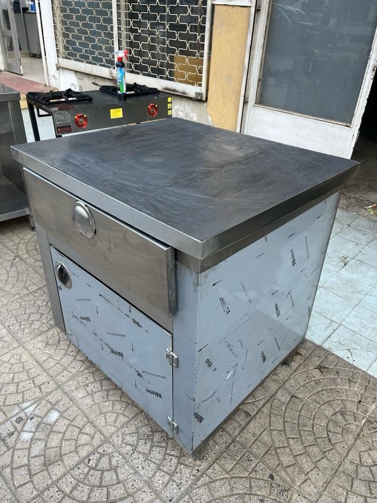 90x70 DOLAPLI PASLANMAZ ÇALIŞMA TEZGAHI KASA TEZGAHI ÇEKMECELİ KAPAKLI - 9
