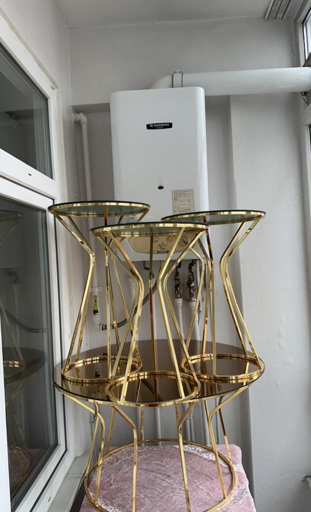 Altın Rengi Metal Sehpa - 3