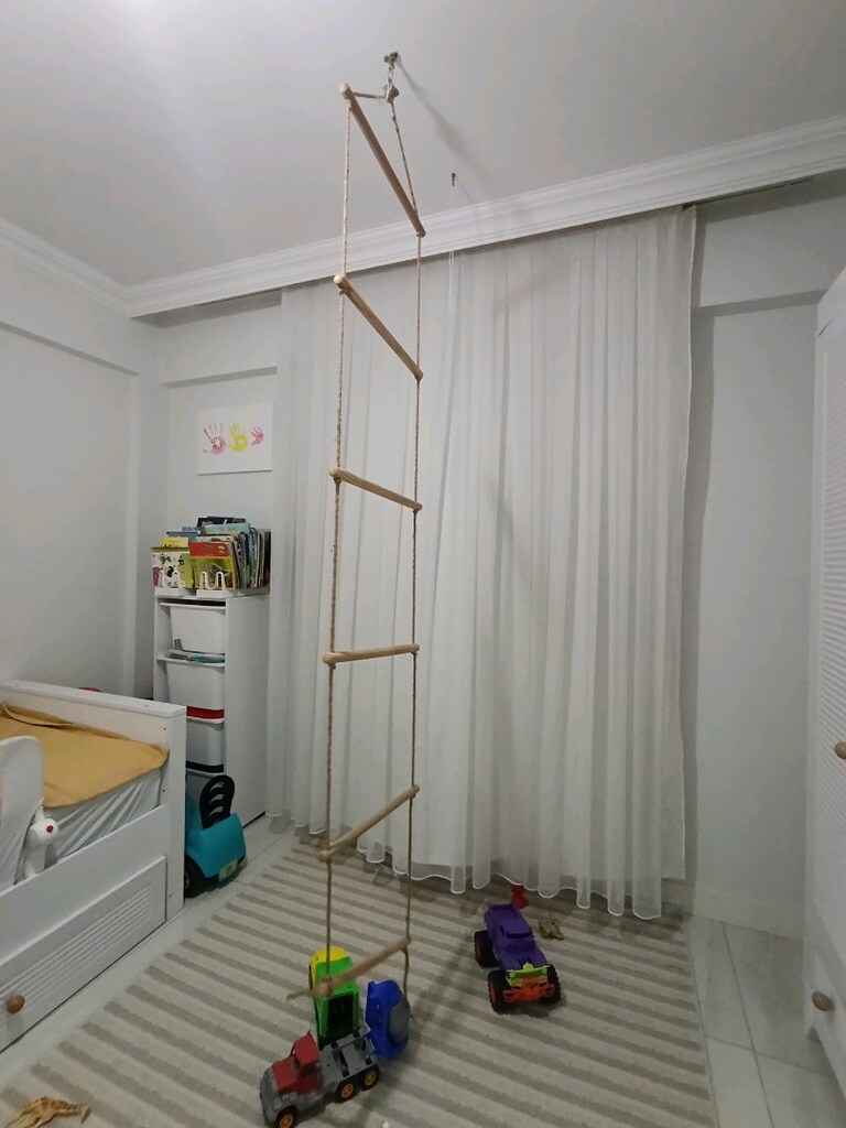 Ahşap basamaklı halat tırmanma merdiveni - 2