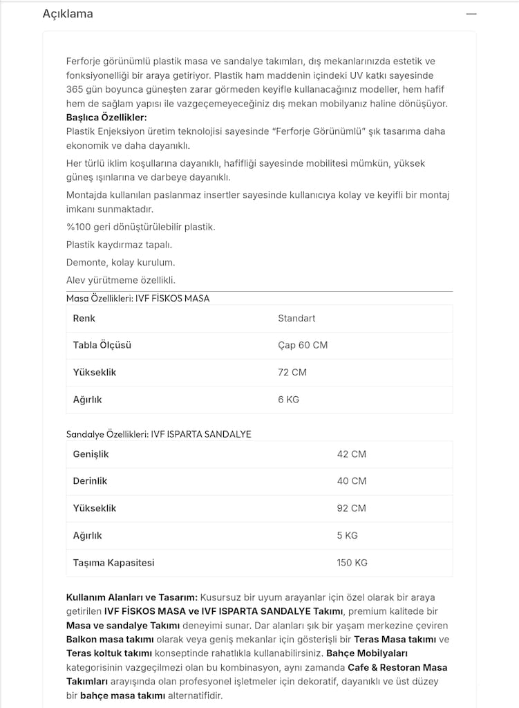 Bahçe Mobilyası Takımı - 14