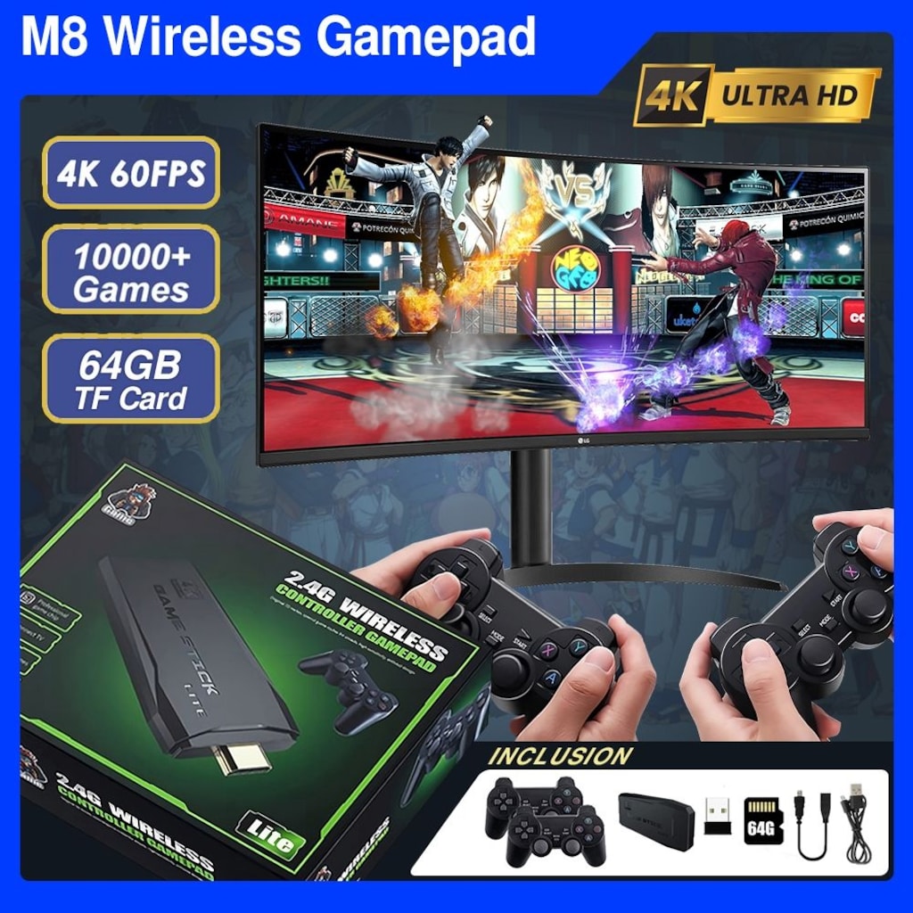 2.4G WIRELLES CONTROLLER GAMEPAD RETRO OYUN KONSOL TV BAĞLANTILI - 3