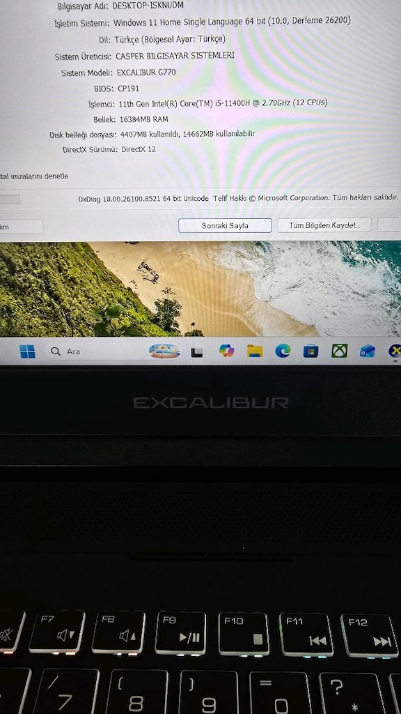 EXCALİBUR GAMİNG LAPTOP/İ5 11.GEN/1650 EKRAN/16 GB RAM/512 GB HAFIZA - 2
