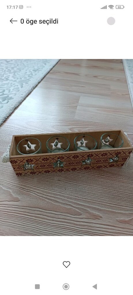 Tchibo markasına ait yıldız desenli bu dekoratif ahşap tealight mumluk - 13