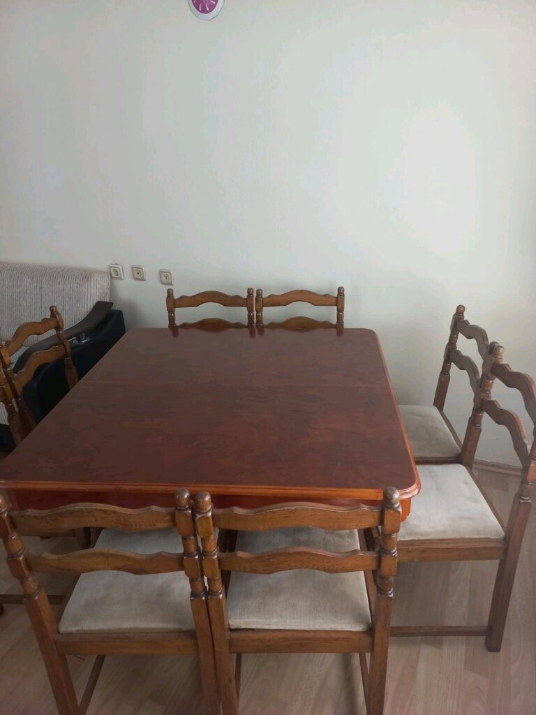 CEVİZ RENGİ 12 KİŞİLİK YEMEK MASASI 8 ADET AHŞAP SANDALYE - 4