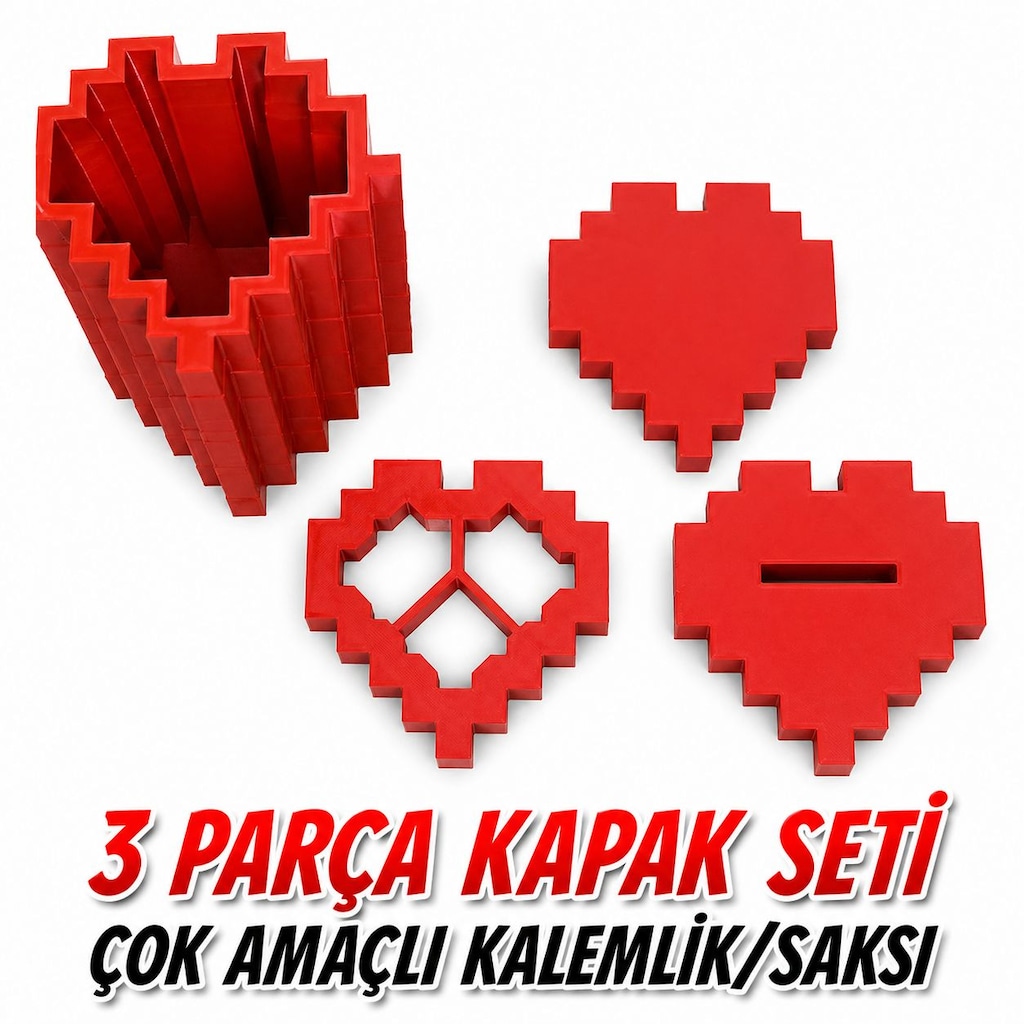 Yapı3D Piksel Tasarım Kalemlik 4’lü Set – Dekoratif Masaüstü Organizer - 2