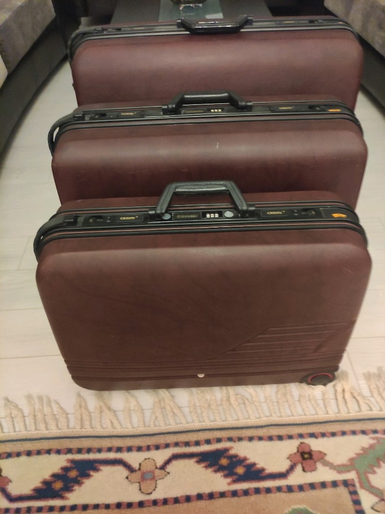 Gemini Vintage 4'lü Bavul Seti / Kahverengi Sert Kasa Çekçekli Valiz - 5