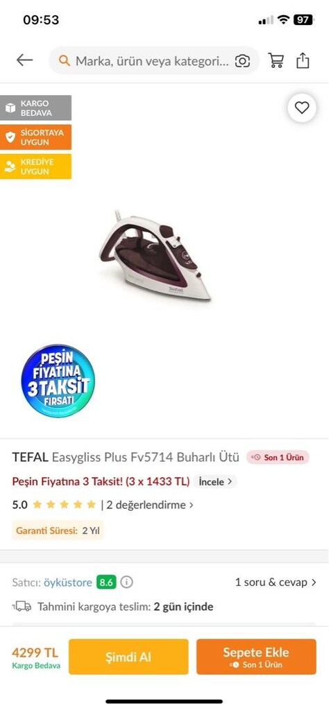 Tefal Buharlı Ütü - 3