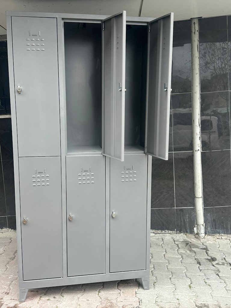 ANTRASİT RENKLİ -METAL 6'LI SOYUNMA DOLABI -ÜRETİMDEN SATIŞ - 2